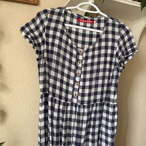 Pyne & Smith Navy Blue Checkered Dress